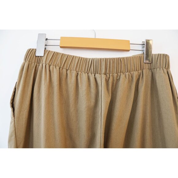 Wide Leg, Vintage Silhouette High Rise Button Front Lightweight Trousers Khaki L - Picture 4 of 4